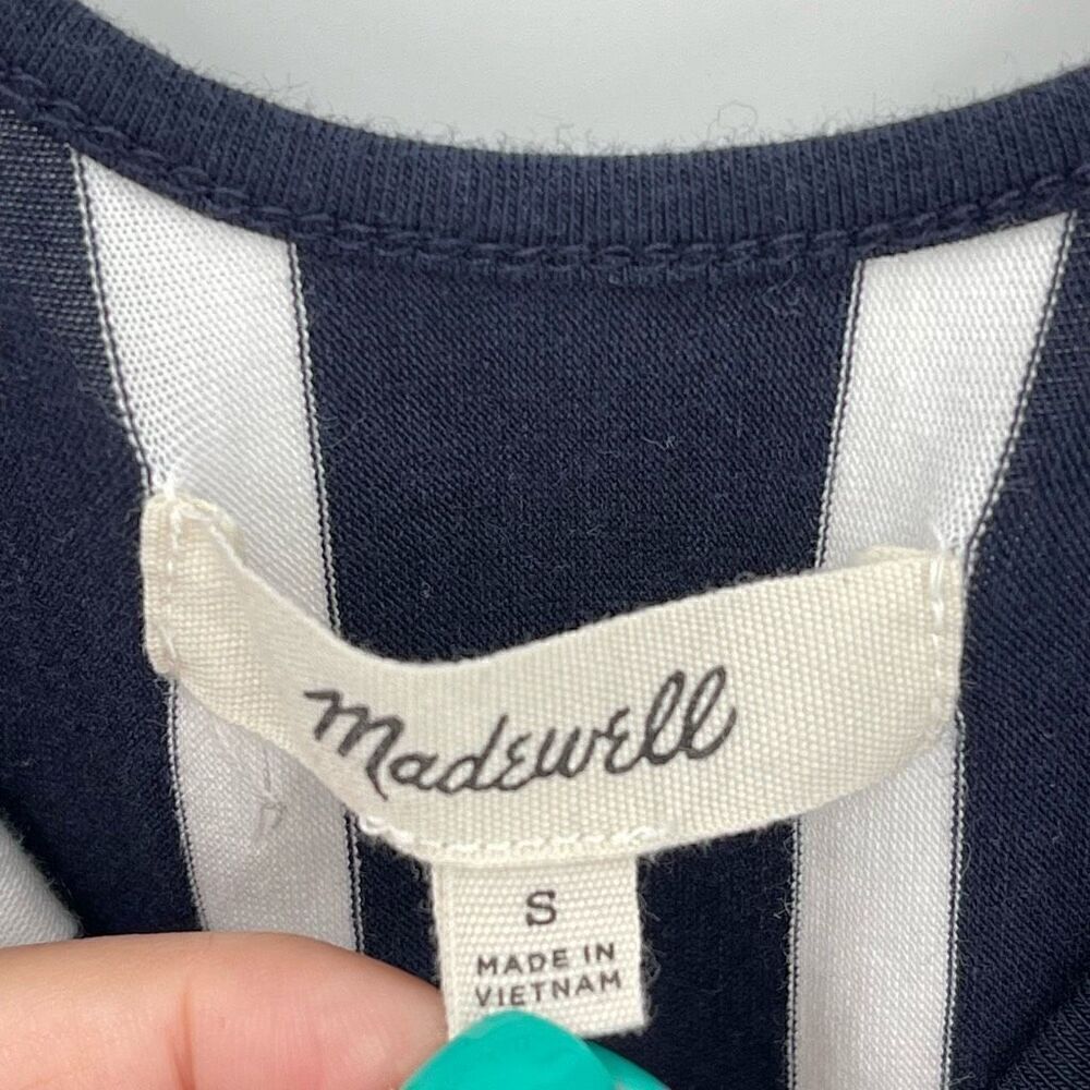 Madewell Scoop Back Bodysuit Sleeveless Rikki Stripe Women Small‎ Blue White - Picture 9 of 11